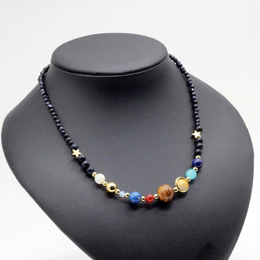 Galaxy and Solar System Natural Stone Necklace